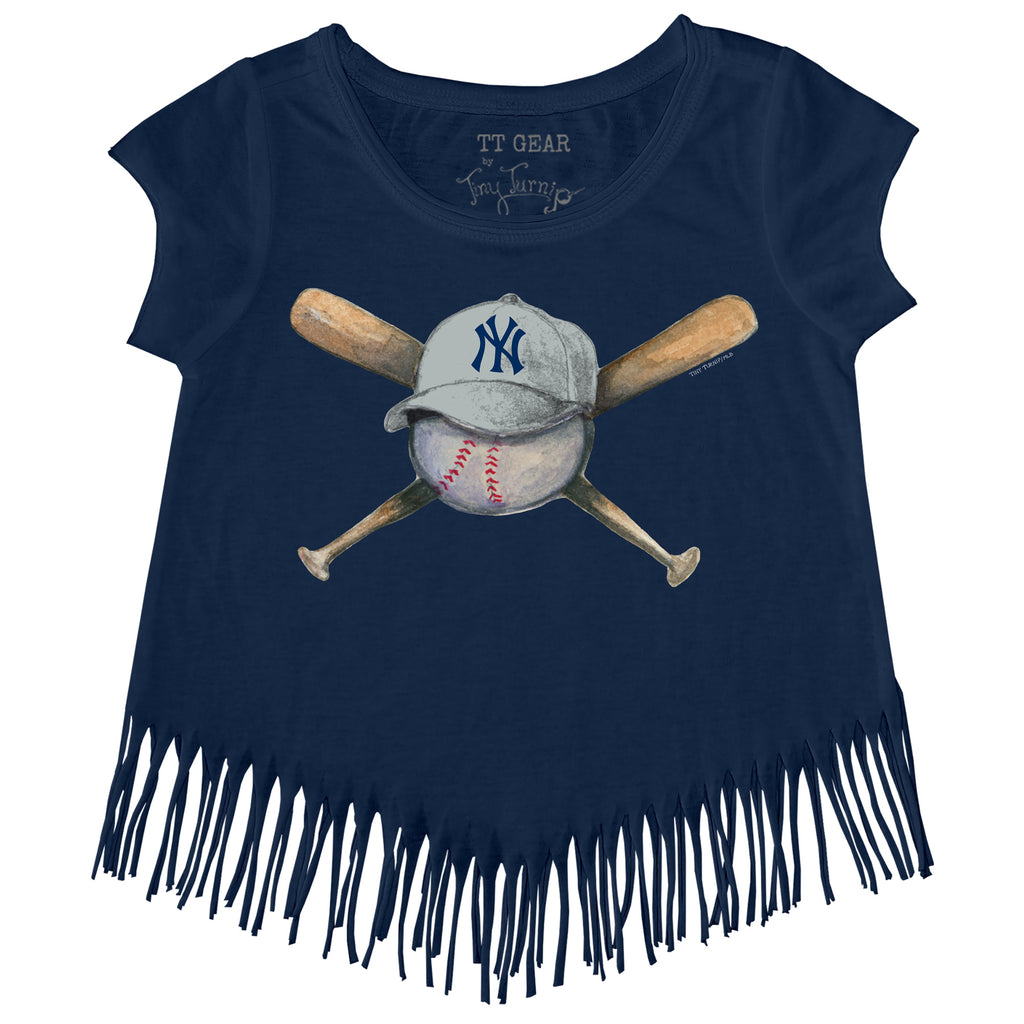 Women's Tiny Turnip Navy Tampa Bay Rays Baseball Cross Bats T-Shirt Size: Large