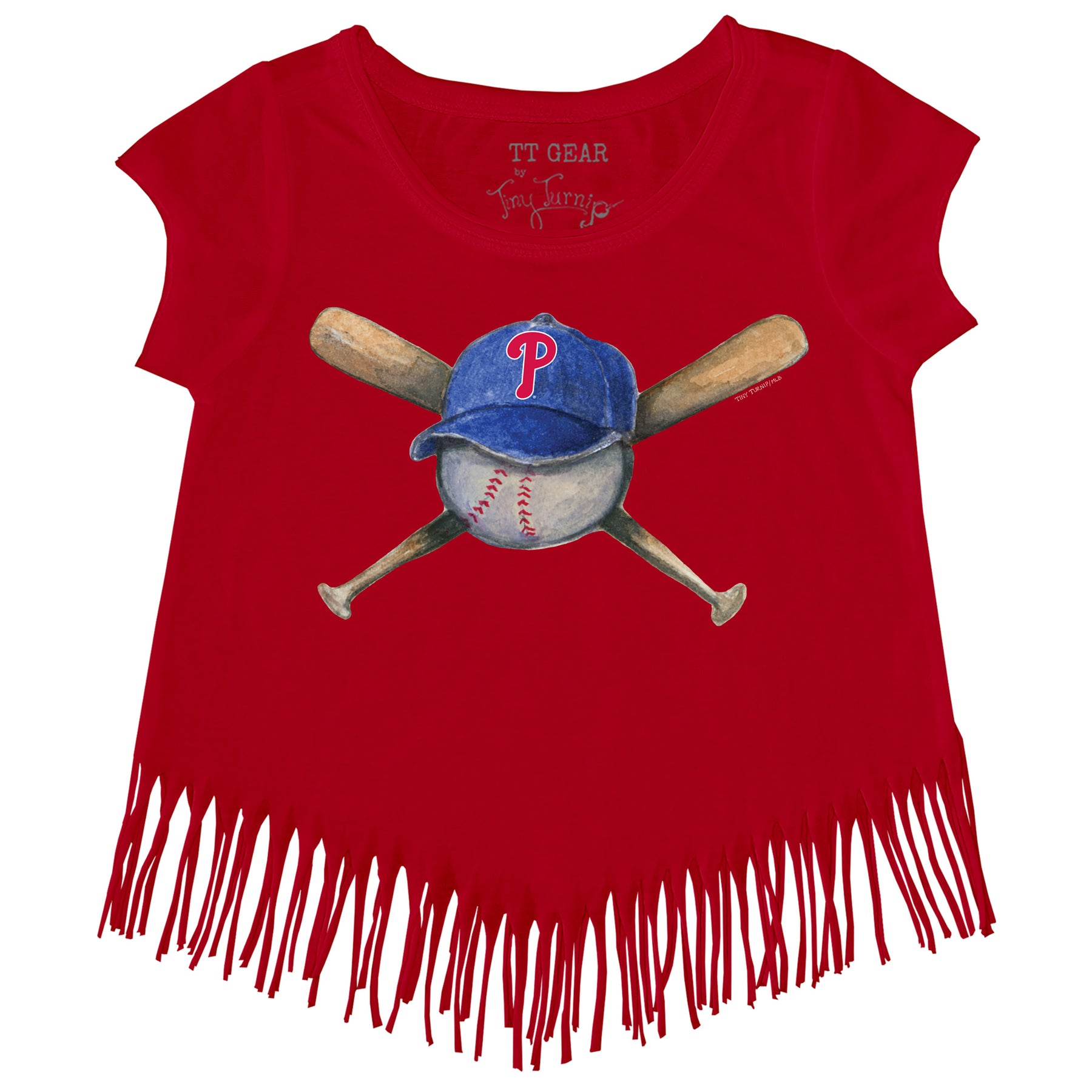 Youth Tiny Turnip White/Red Philadelphia Phillies Baseball Cross Bats 3/4-Sleeve Raglan T-Shirt Size: Small