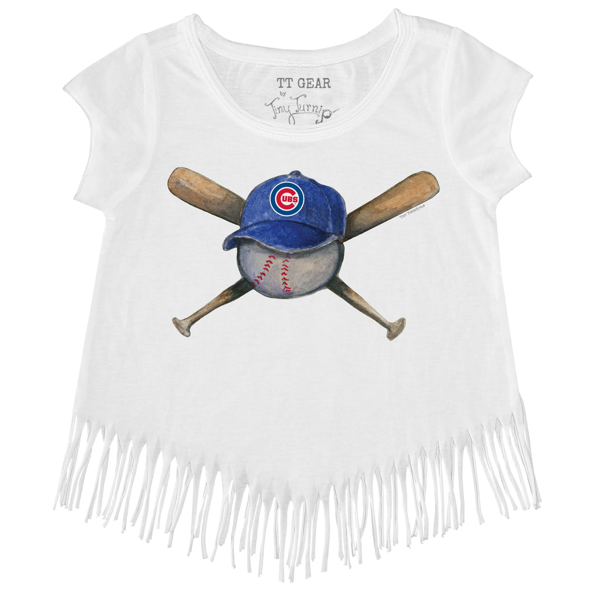Girls Youth Tiny Turnip Royal Chicago Cubs 2023 Spring Training Fringe T-Shirt Size: Large