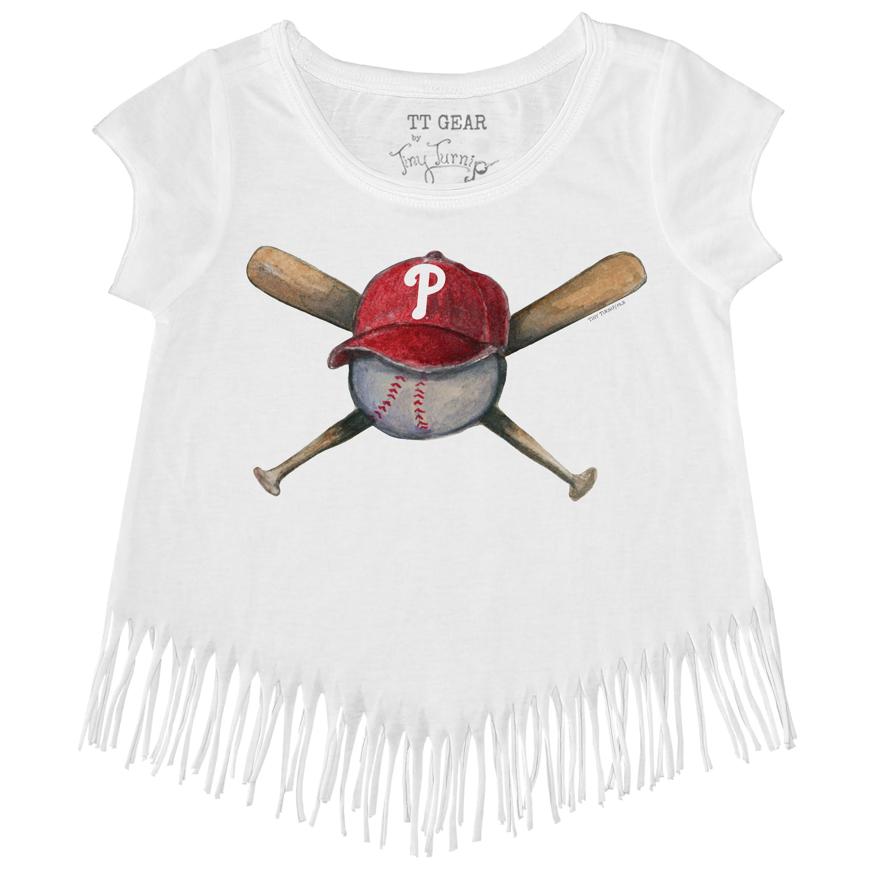 Philadelphia Phillies Tiny Turnip Girls Youth Triple Scoop Fringe T-Shirt -  Red