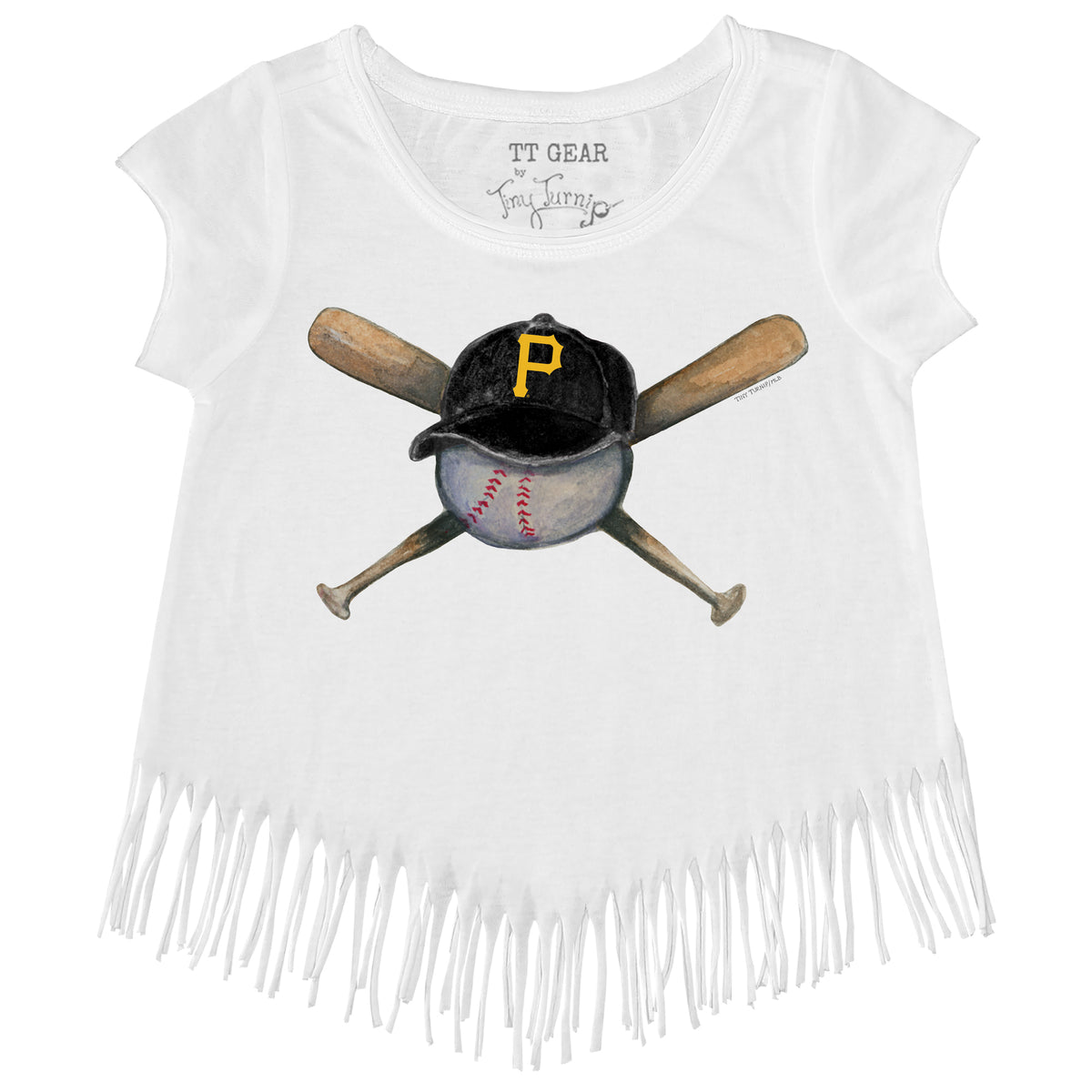 Pittsburgh Pirates Tiny Turnip Women's Logo Mom 3/4-Sleeve Raglan T-Shirt -  White/Black