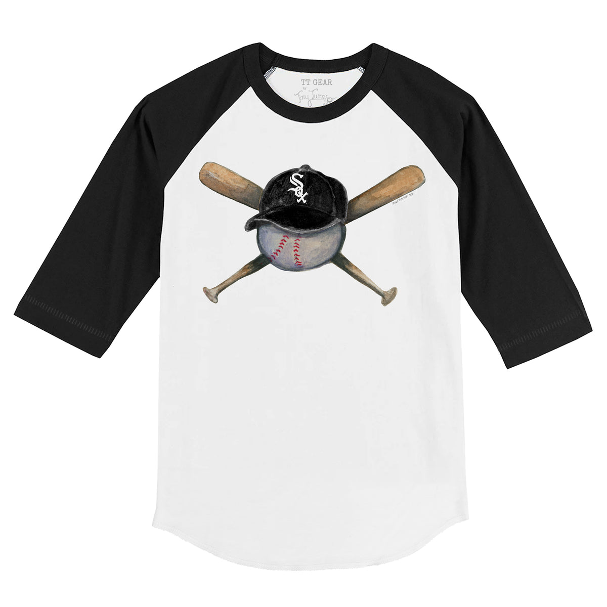 Chicago White Sox Hat Crossbats 3/4 Black Sleeve Raglan