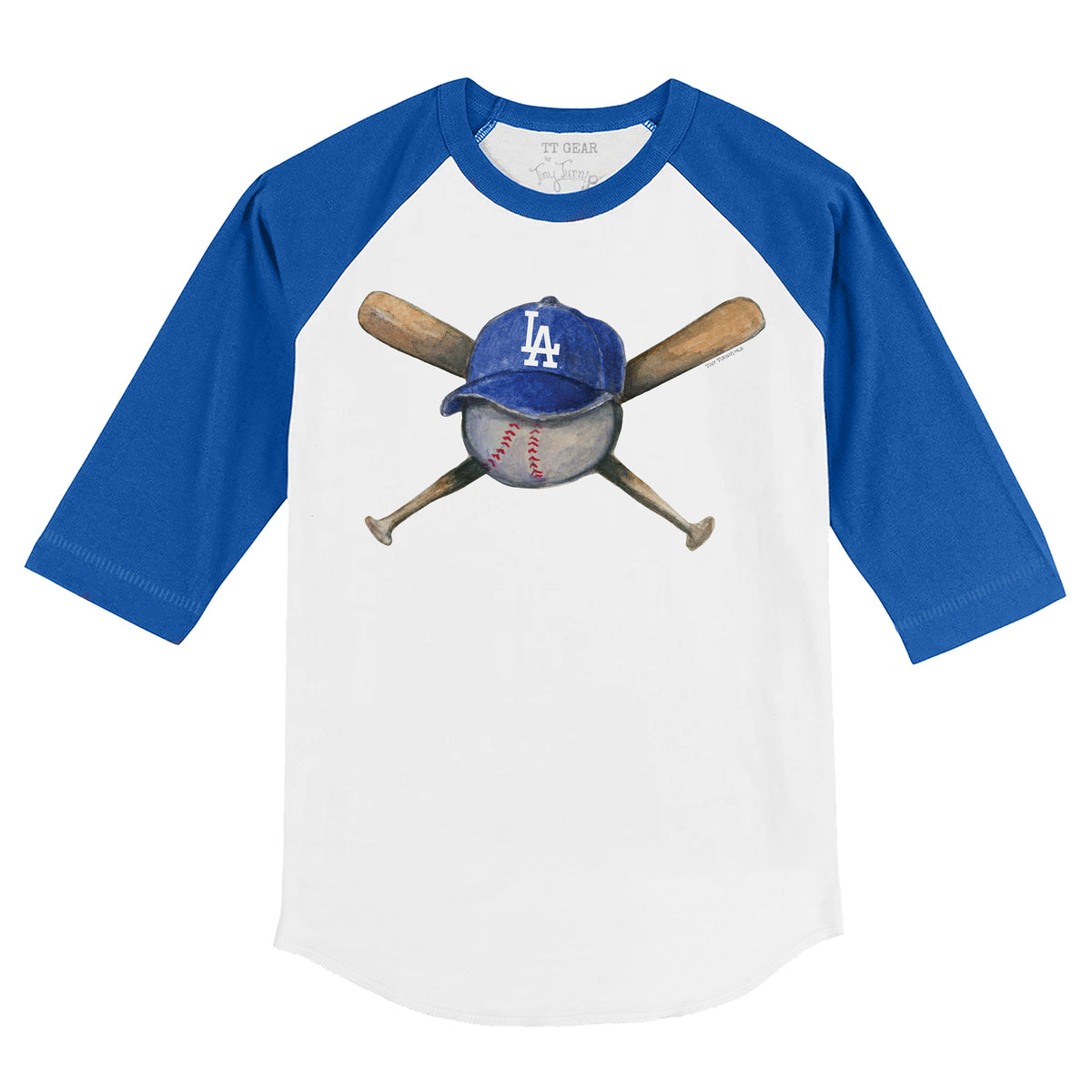 Los Angeles Dodgers Hat Crossbats 3/4 Royal Blue Sleeve Raglan