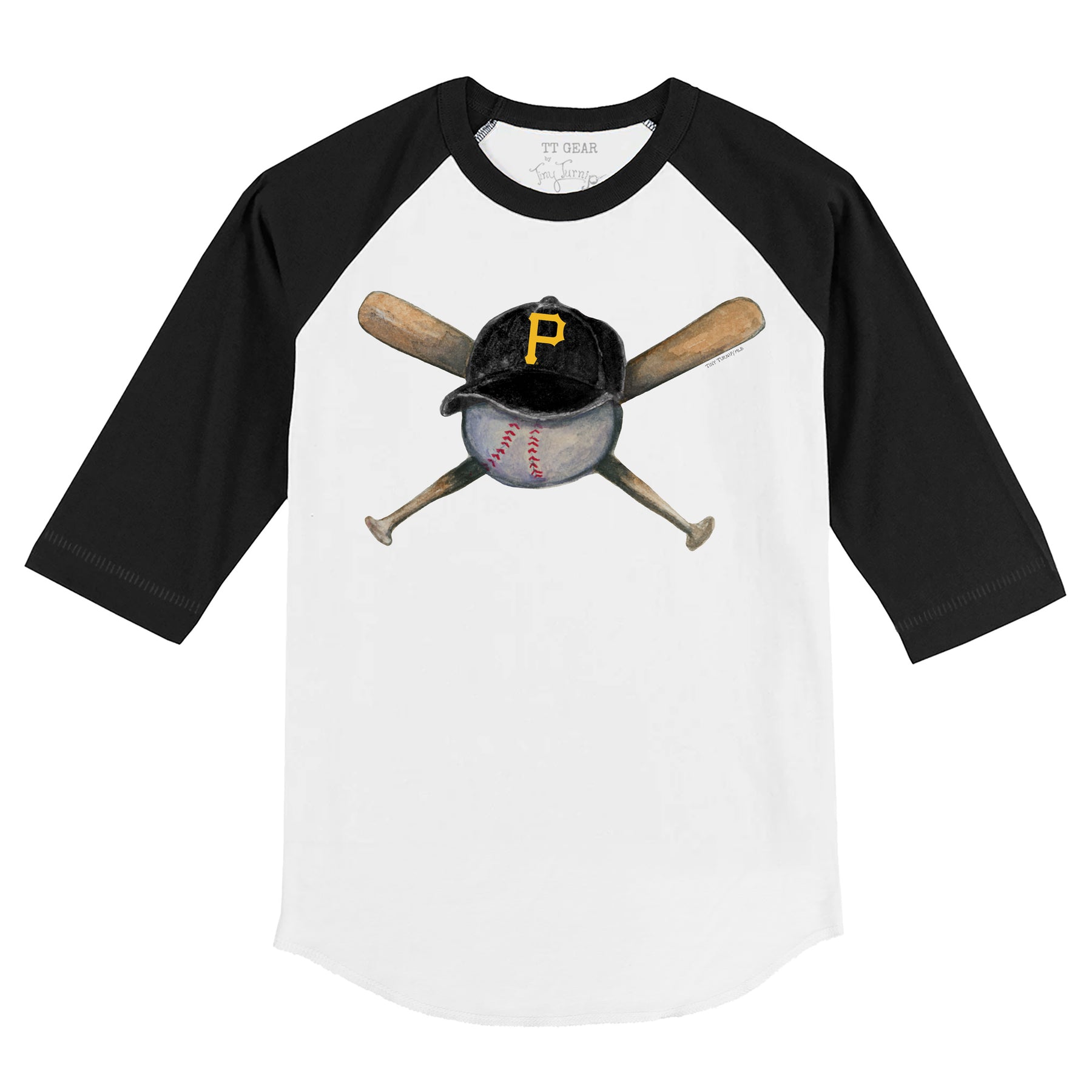 Pittsburgh Pirates Hat Crossbats 3/4 Black Sleeve Raglan