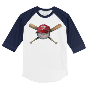 Washington Nationals Hat Crossbats 3/4 Navy Blue Sleeve Raglan