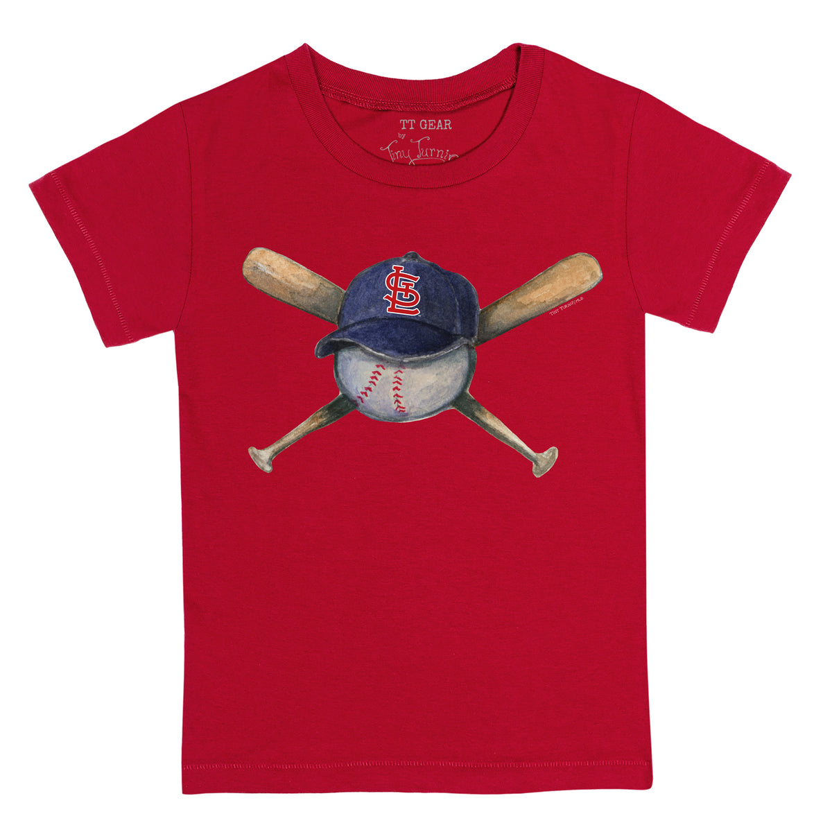 St. Louis Cardinals Tiny Turnip Girls Toddler Hat Cross Bats Fringe T-Shirt  - Red