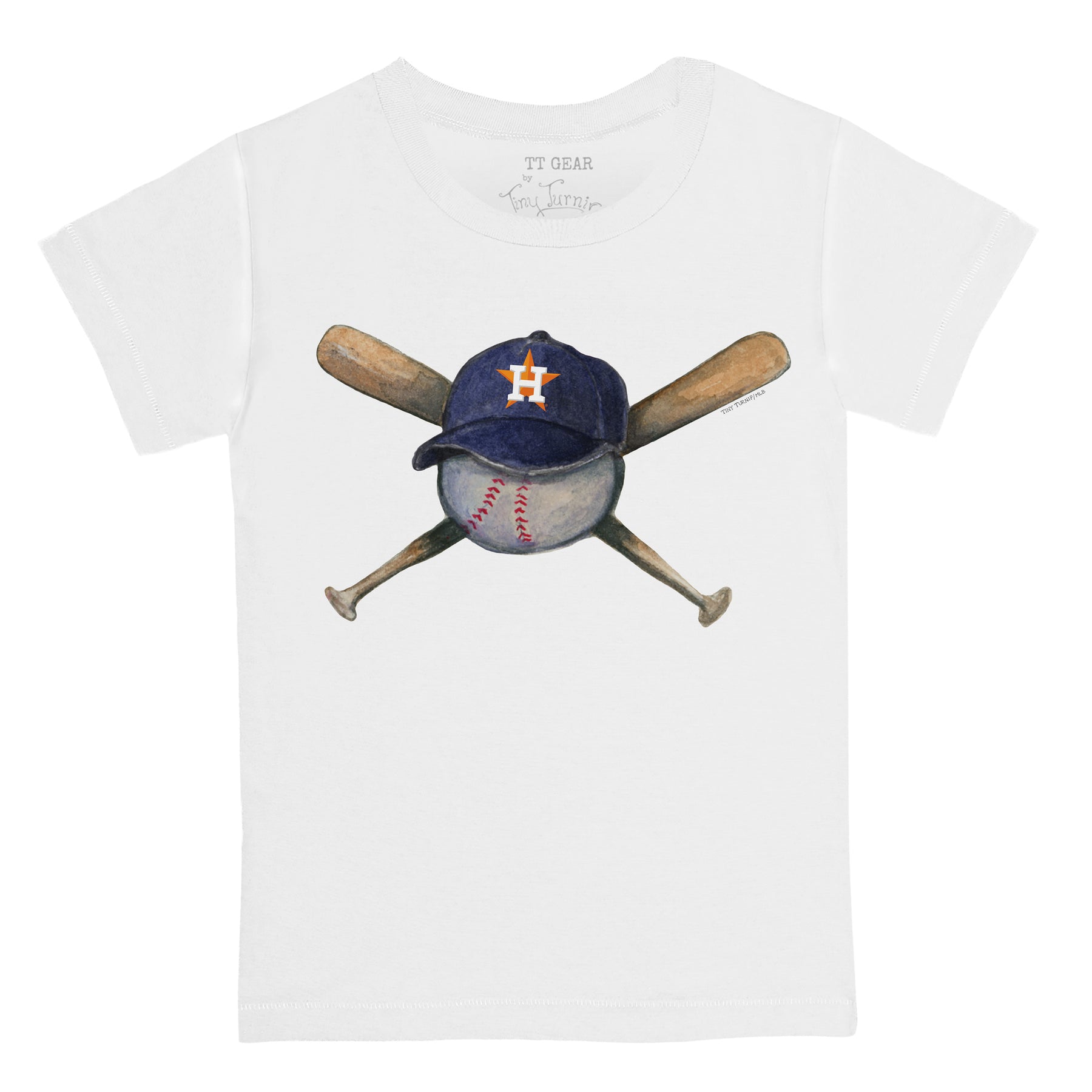 Toddler Tiny Turnip White/Navy Houston Astros Baseball Pow 3/4-Sleeve Raglan T-Shirt Size: 2T