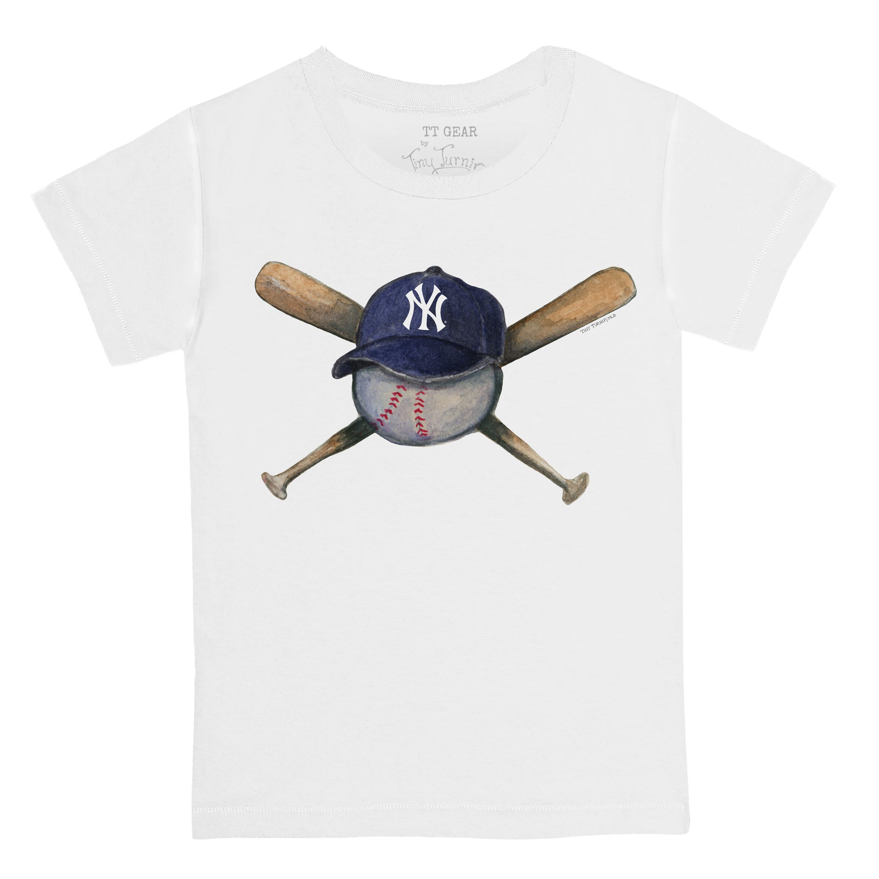 Toddler Tiny Turnip Navy New York Yankees Baseball Cross Bats T-Shirt Size:3T