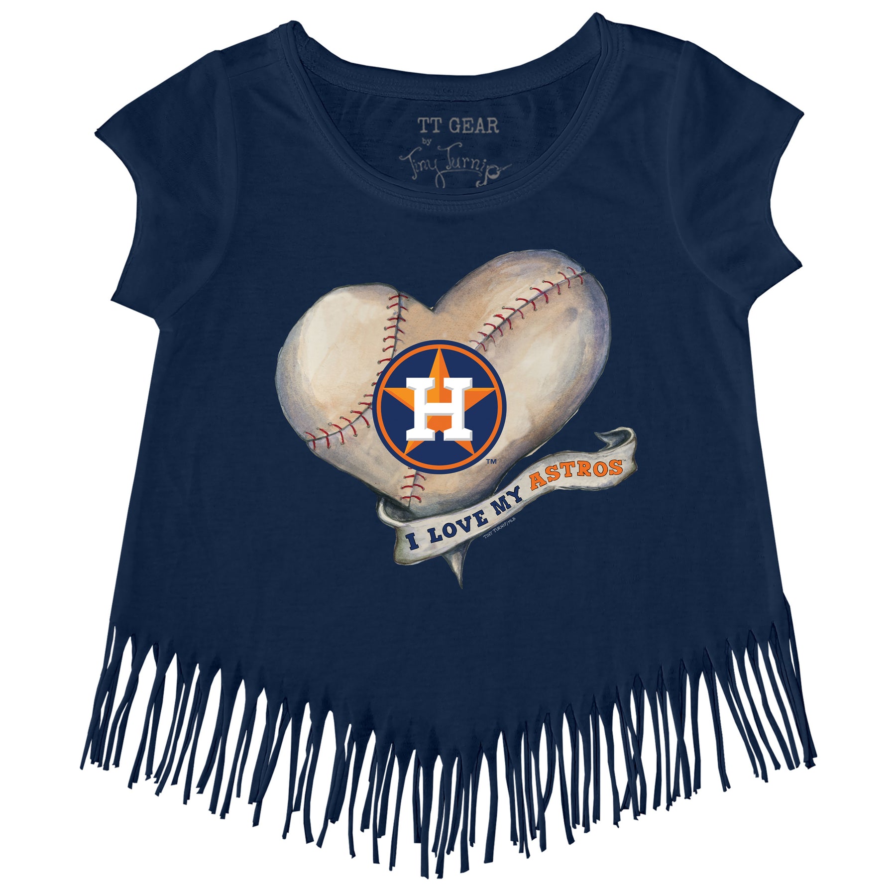 Houston Astros Baseball Heart Banner Fringe Tee 5T / Navy Blue