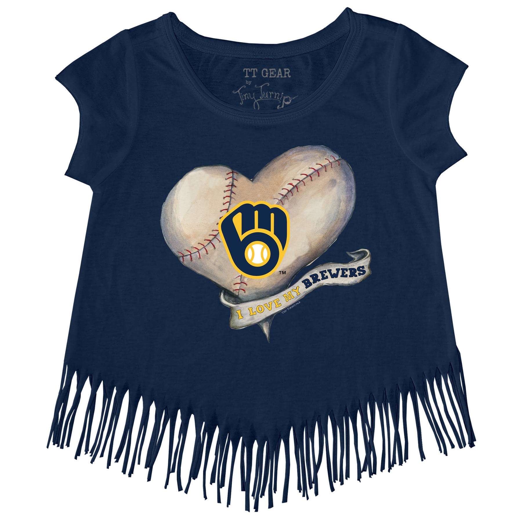 Milwaukee Brewers Heart Bat Tee Shirt Youth Medium (8-10) / White