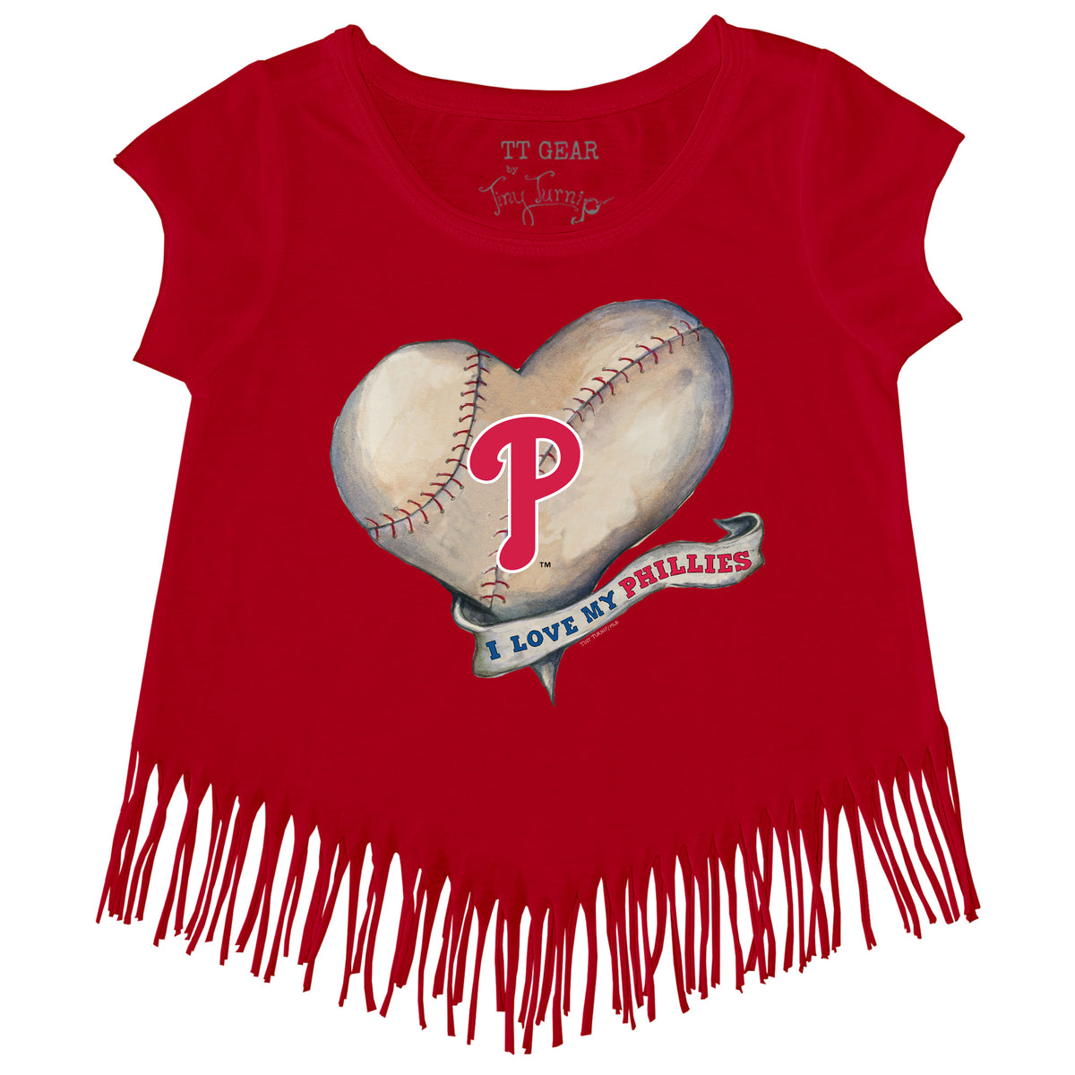 Philadelphia Phillies Baseball Heart Banner Fringe Tee 4T / Red