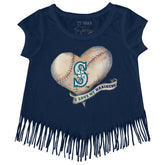 Seattle Mariners Baseball Heart Banner Fringe Tee 3T / Navy Blue