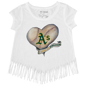 Oakland Athletics Baseball Heart Banner Fringe Tee