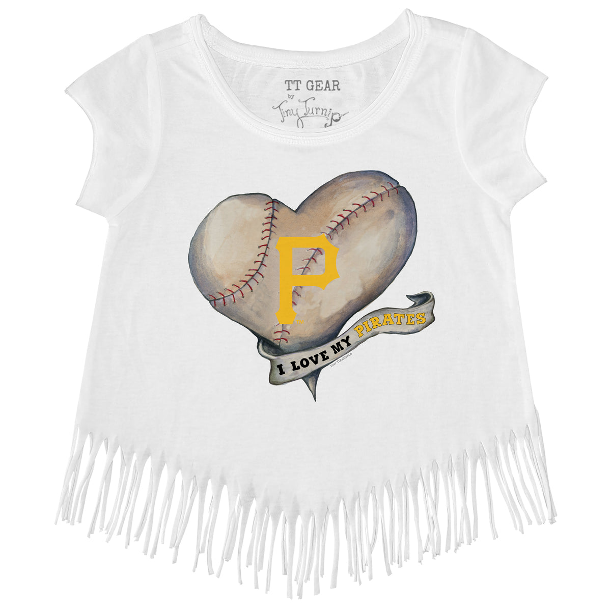 Tiny Turnip Detroit Tigers Baseball Heart Banner Fringe Tee Youth Large (10-12) / Navy Blue