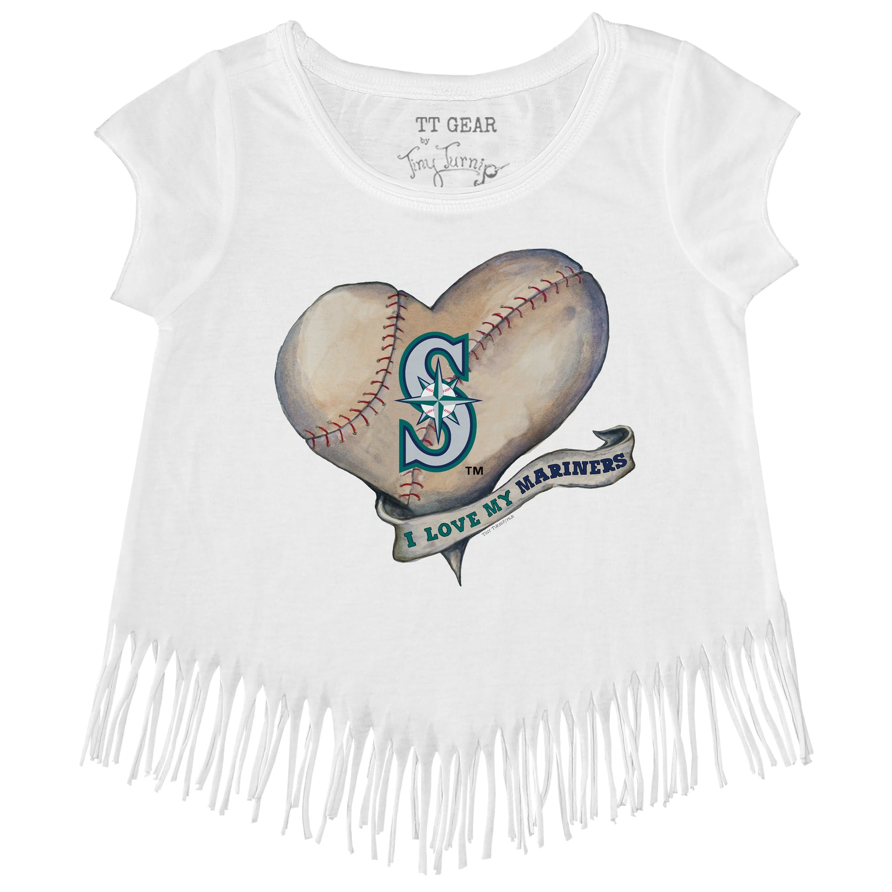 Youth Tiny Turnip White Seattle Mariners State Outline T-Shirt Size: Large