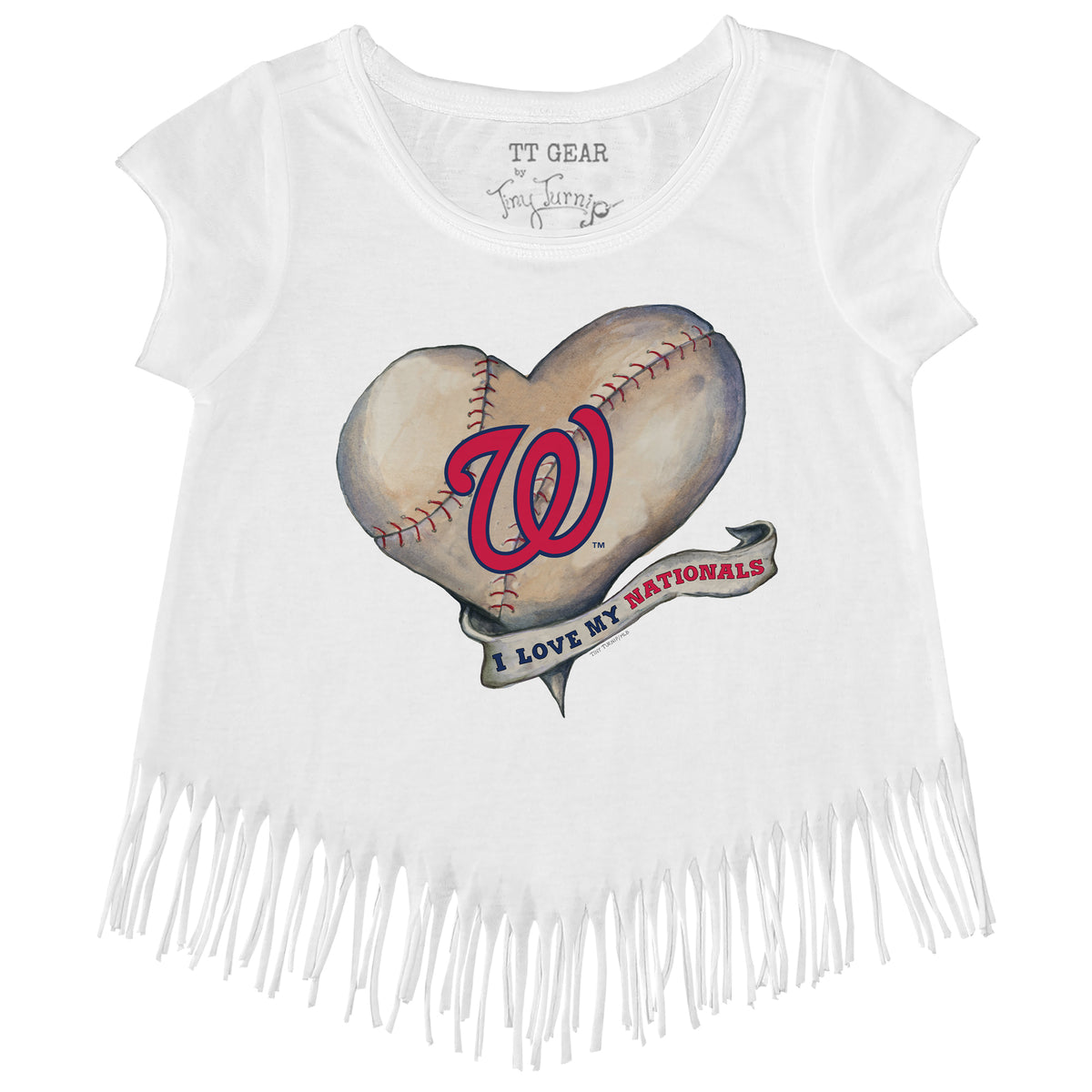 Washington Nationals Baseball Heart Banner Fringe Tee