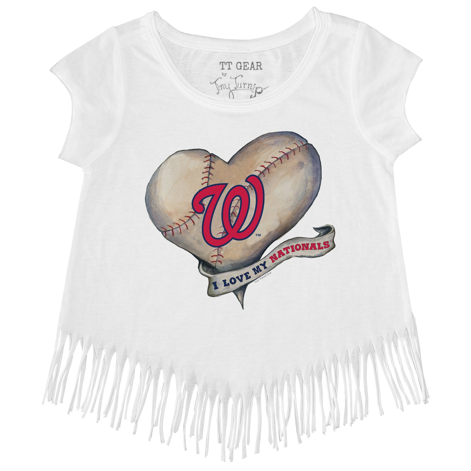 Girls Toddler Tiny Turnip Royal Texas Rangers Heart Bat Fringe T-Shirt Size: 2T