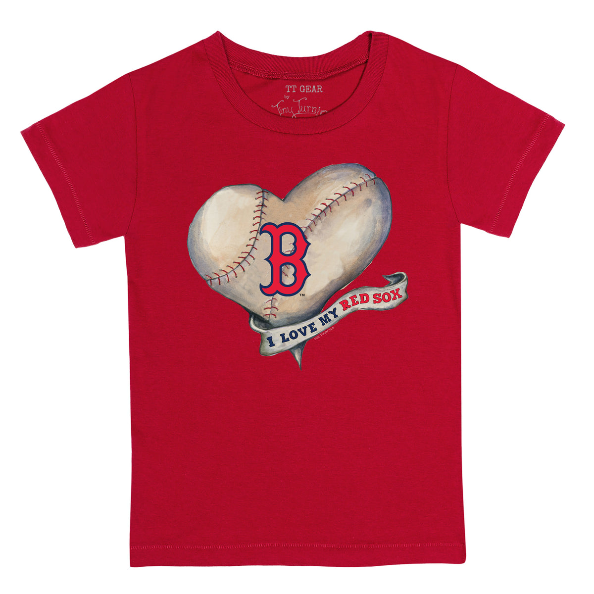 Tiny Turnip Boston Red Sox Baseball Heart Banner Tee Shirt Youth Large (10-12) / Red