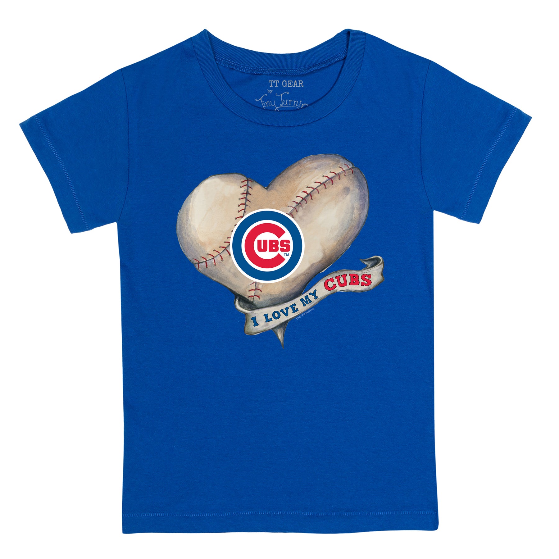 Infant Tiny Turnip White Chicago Cubs Heart Banner T-Shirt