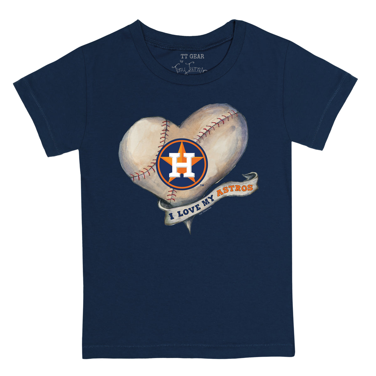 Houston Astros Baseball Heart Banner Fringe Tee 5T / Navy Blue
