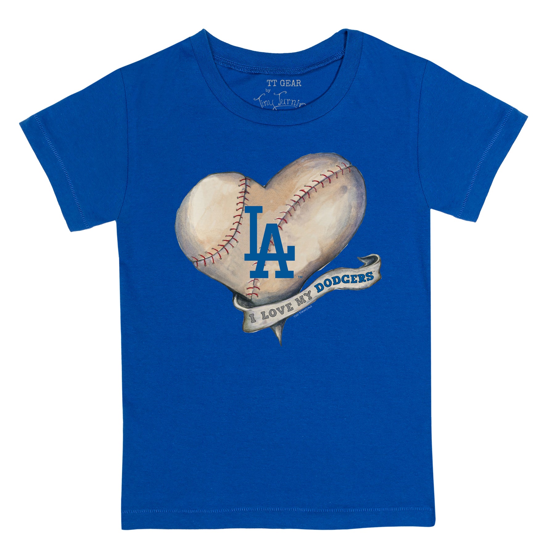 Los Angeles Dodgers Baseball Heart Banner Tee Shirt 12M / Royal Blue