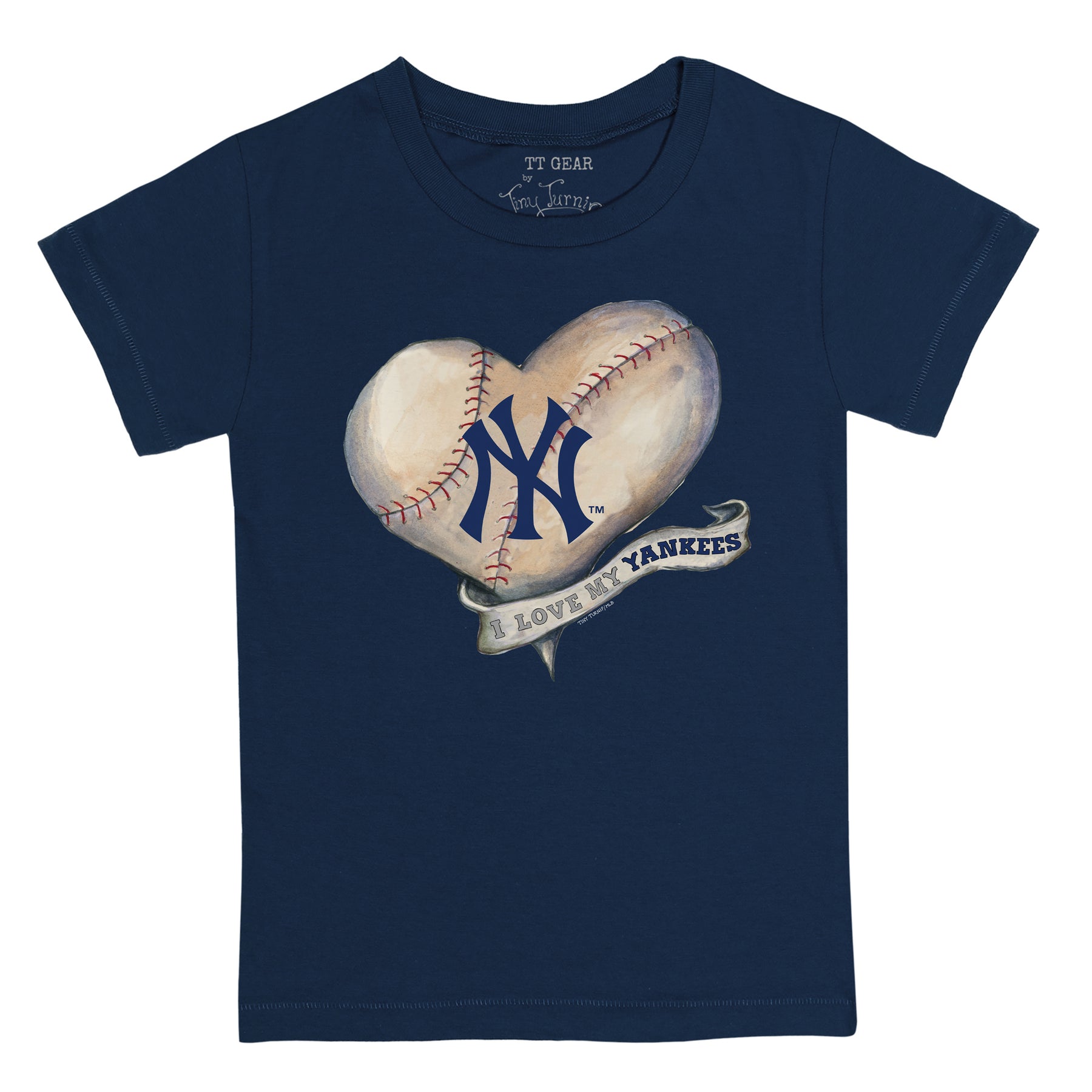 Tiny Turnip New York Yankees Baseball Heart Banner Tee Shirt Youth Large (10-12) / Navy Blue