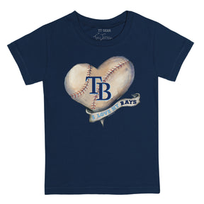 Tampa Bay Rays Baseball Heart Banner 3/4 Navy Blue Sleeve Raglan 3T