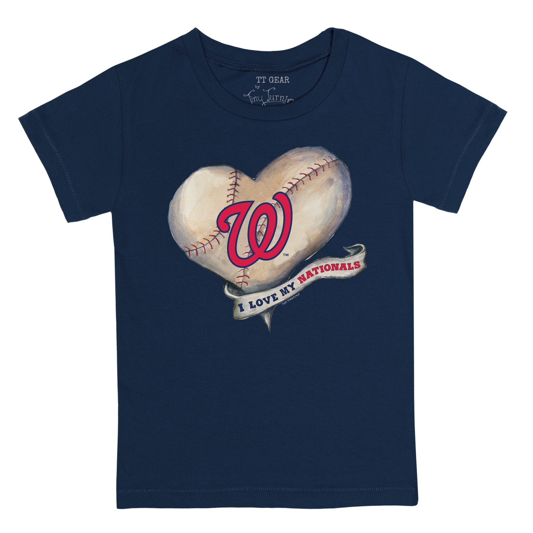 Washington Nationals Baseball Heart Banner Tee Shirt 2T / Navy Blue