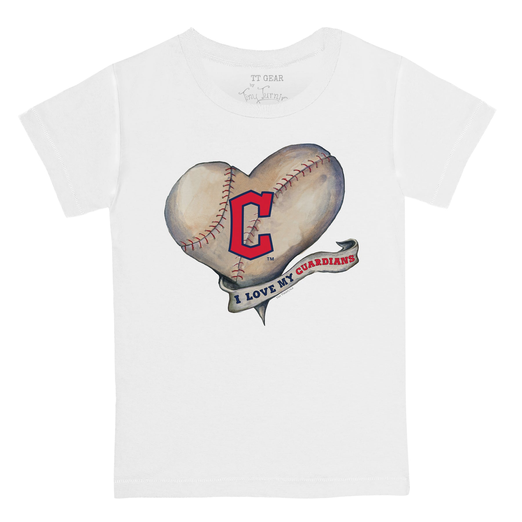 TinyTurnip Cleveland Guardians Baseball Bow 3/4 Navy Blue Sleeve Raglan Youth Large (10-12)