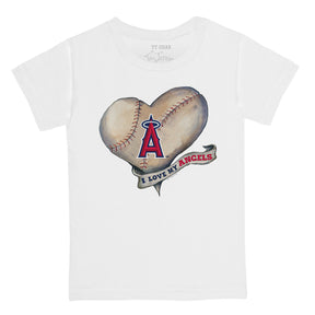 Los Angeles Angels Baseball Heart Banner Tee Shirt