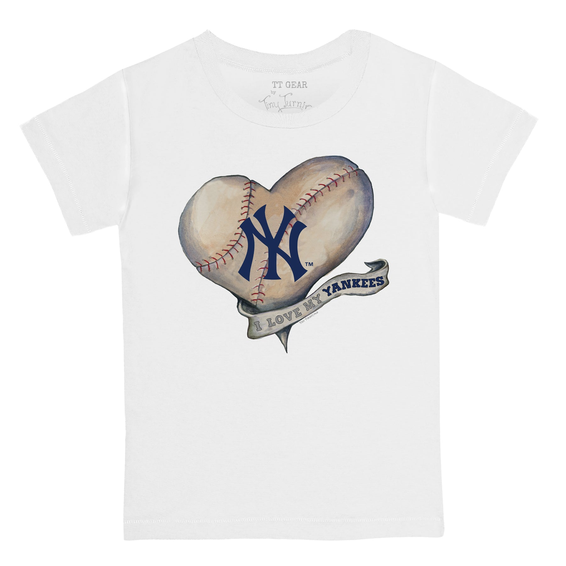 New York Yankees Baseball Heart Banner Tee Shirt 5T / White