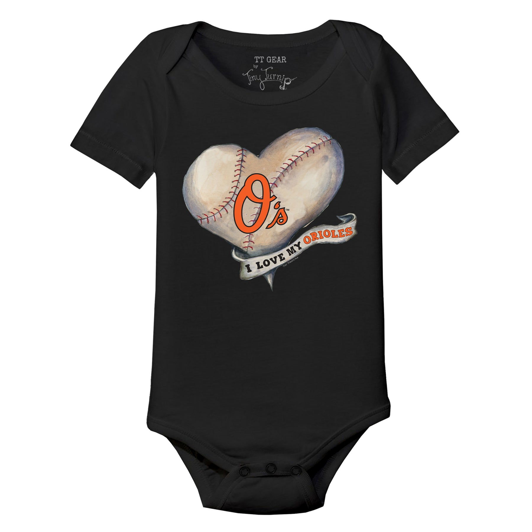 Baltimore Orioles Baseball Heart Banner Short Sleeve Snapper 18M / Black