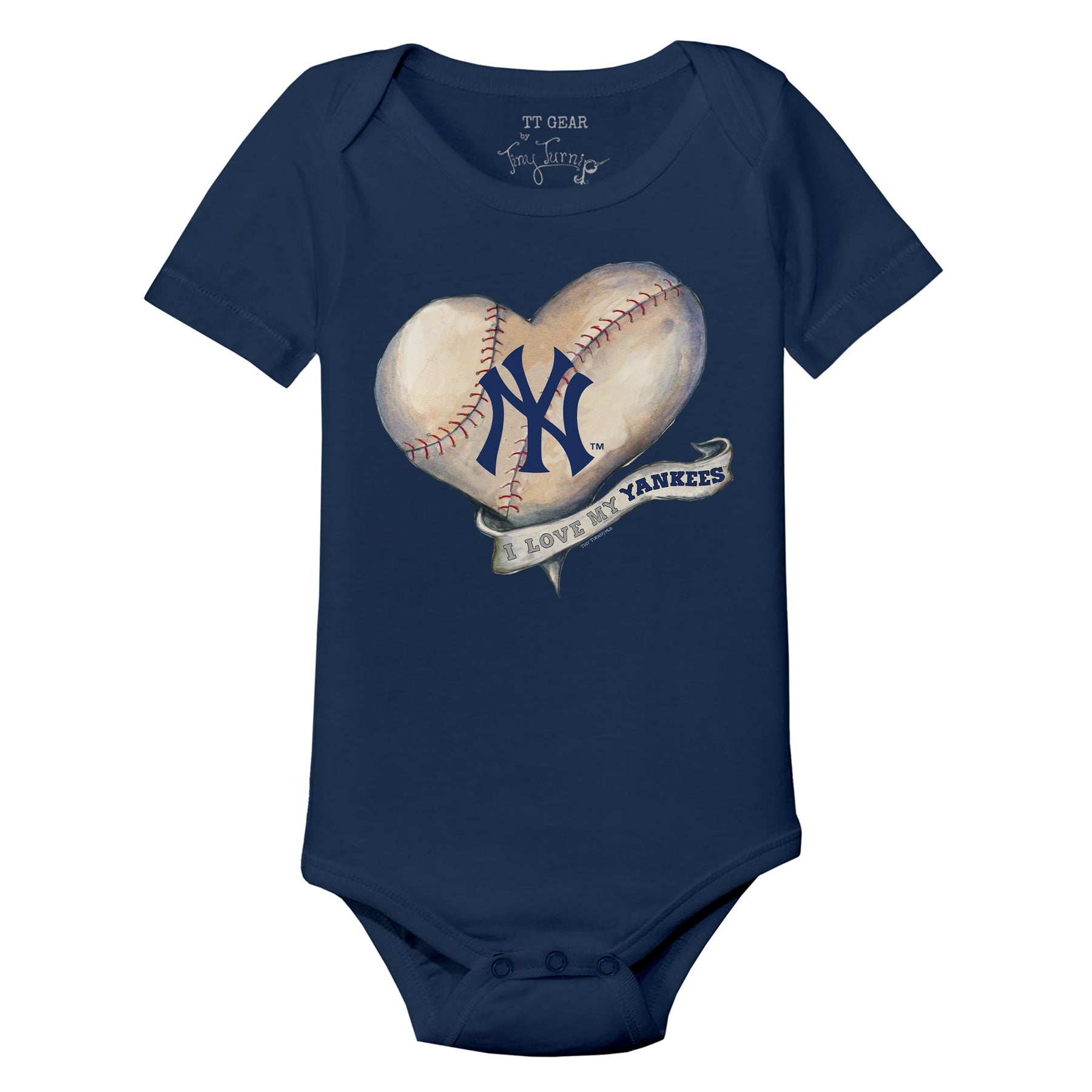 New York Yankees Baseball Heart Banner Short Sleeve Snapper