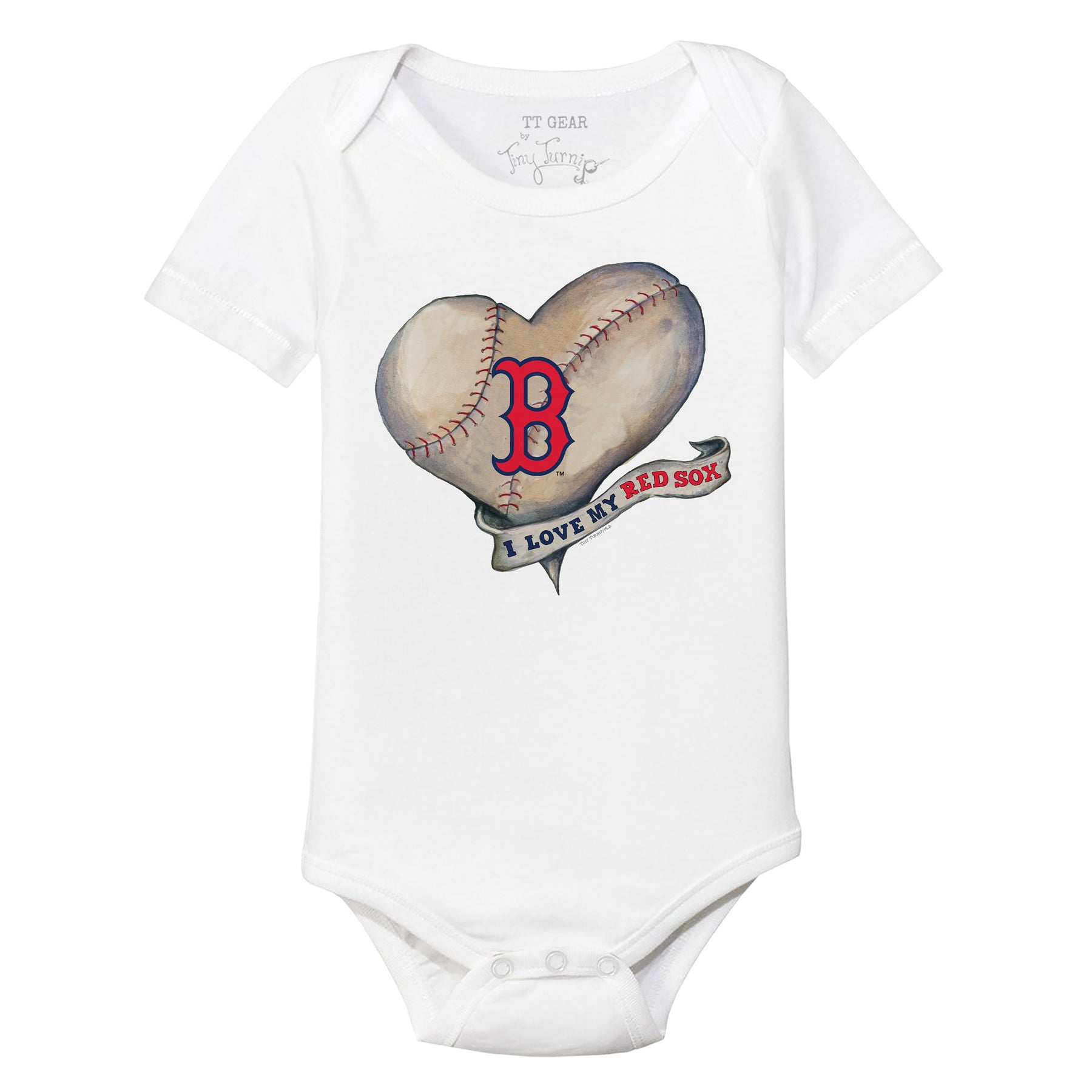 Boston Red Sox Baseball Heart Banner Short Sleeve Snapper