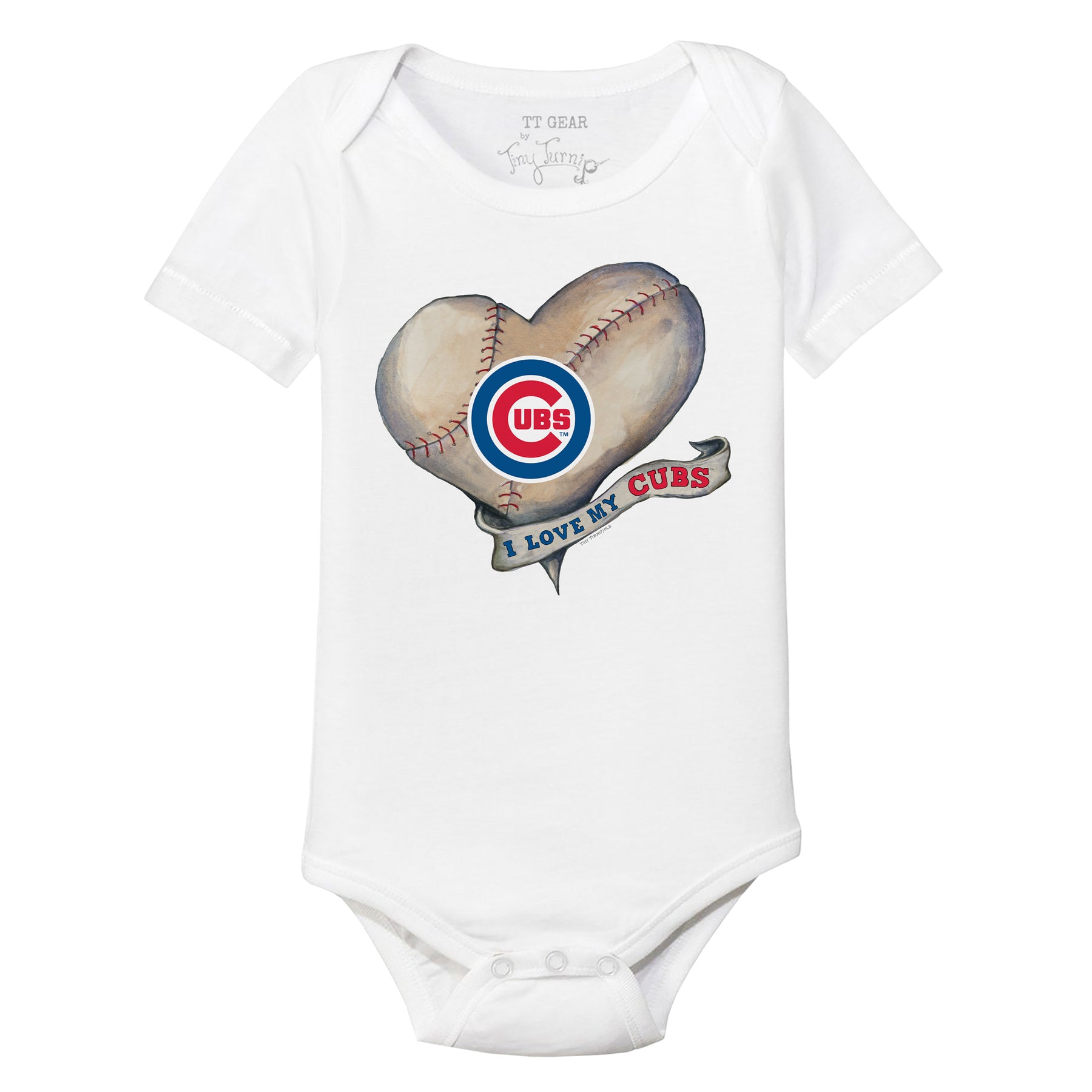 Girls Infant Tiny Turnip White Chicago Cubs 3-Piece Bodysuit Set