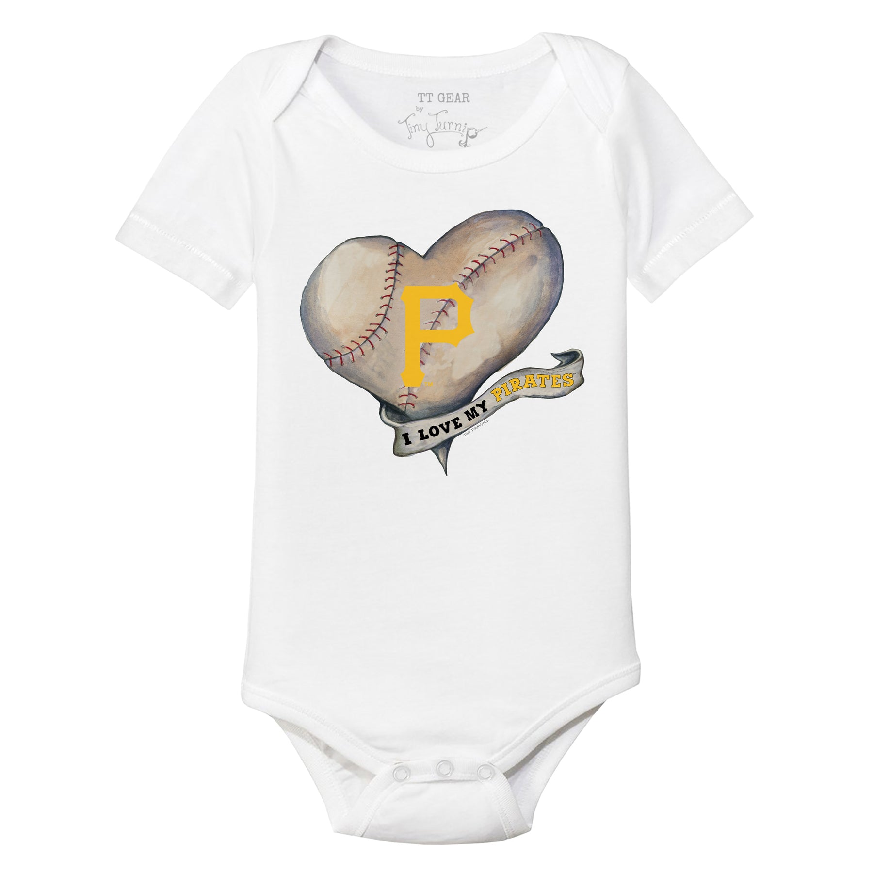 Pittsburgh Pirates Baseball Heart Banner Short Sleeve Snapper 18M / White