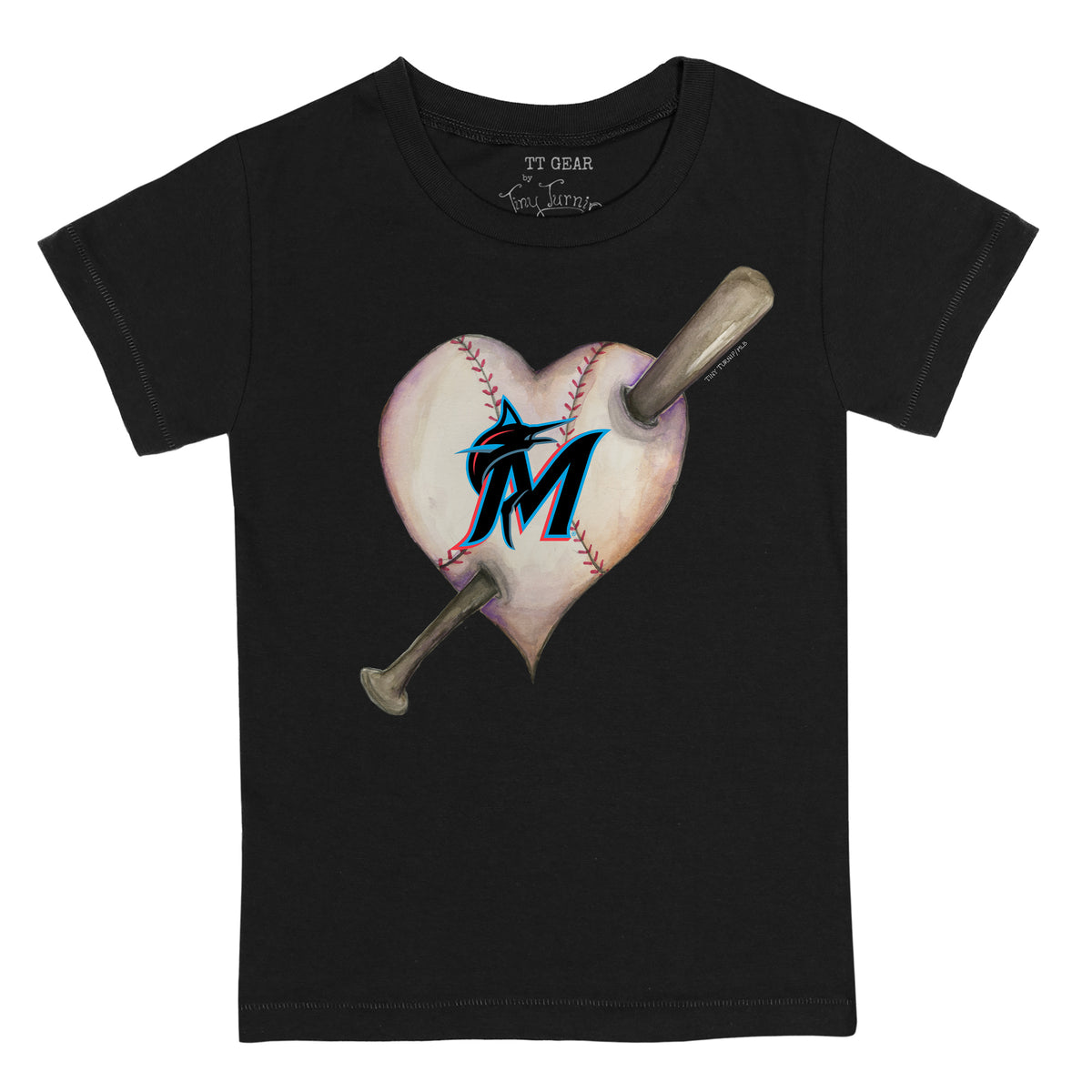 Miami Marlins Heart Bat Tee Shirt