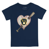 Milwaukee Brewers Heart Bat Tee Shirt