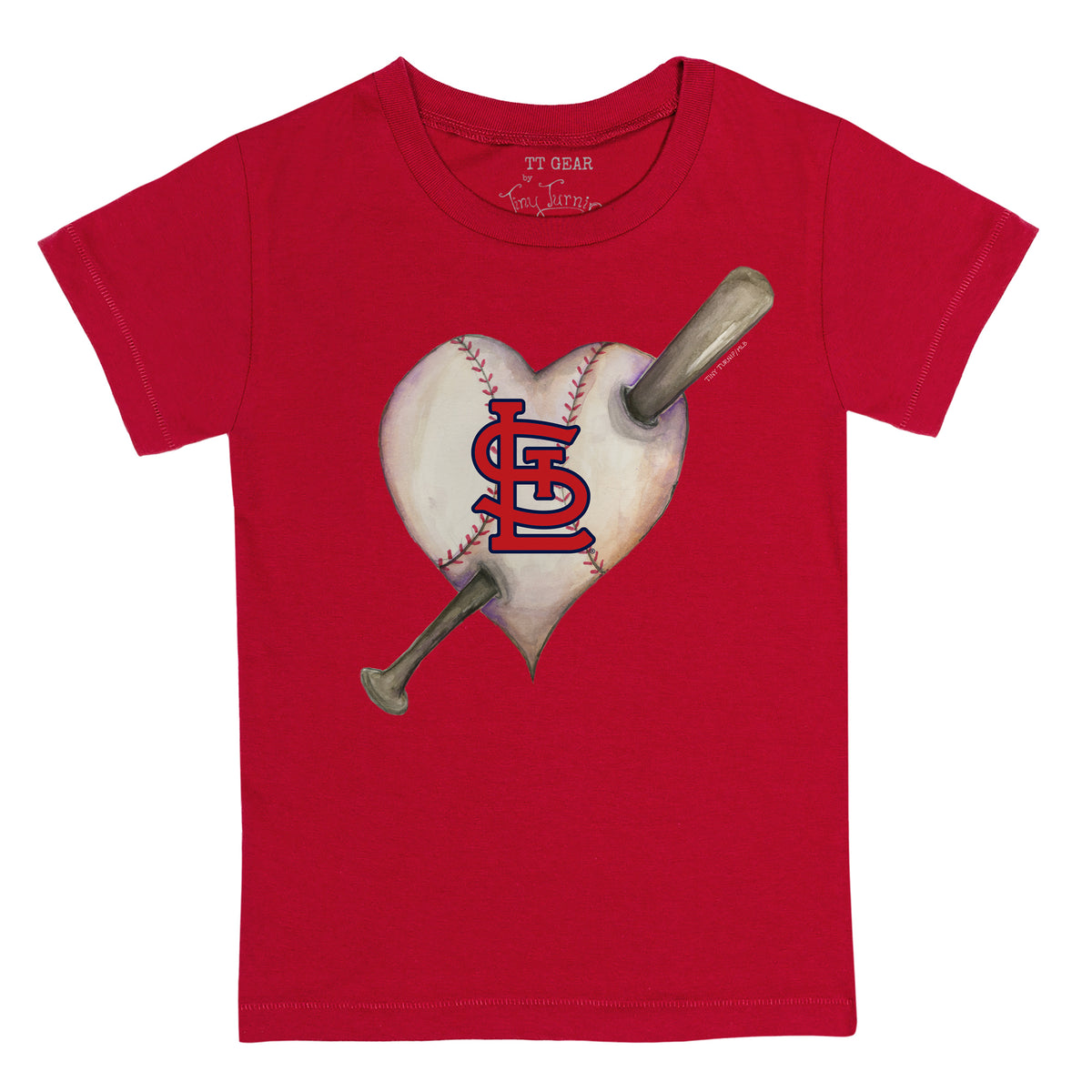St. Louis Cardinals Tiny Turnip Girls Youth Heart Bat Fringe T-Shirt - Red