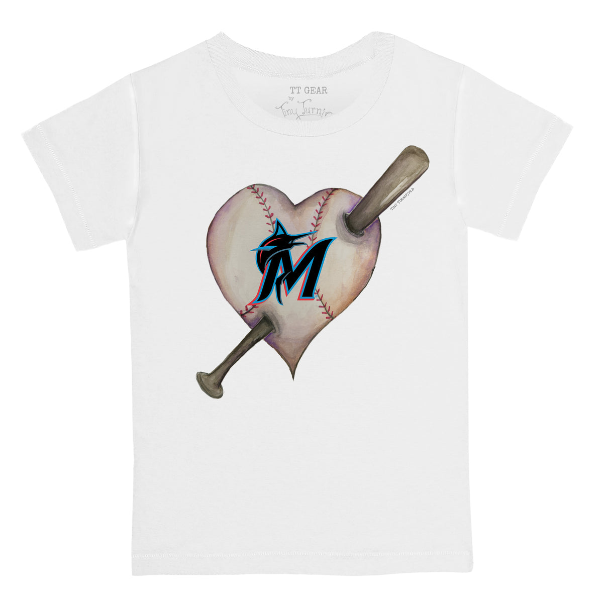Miami Marlins Heart Bat Tee Shirt