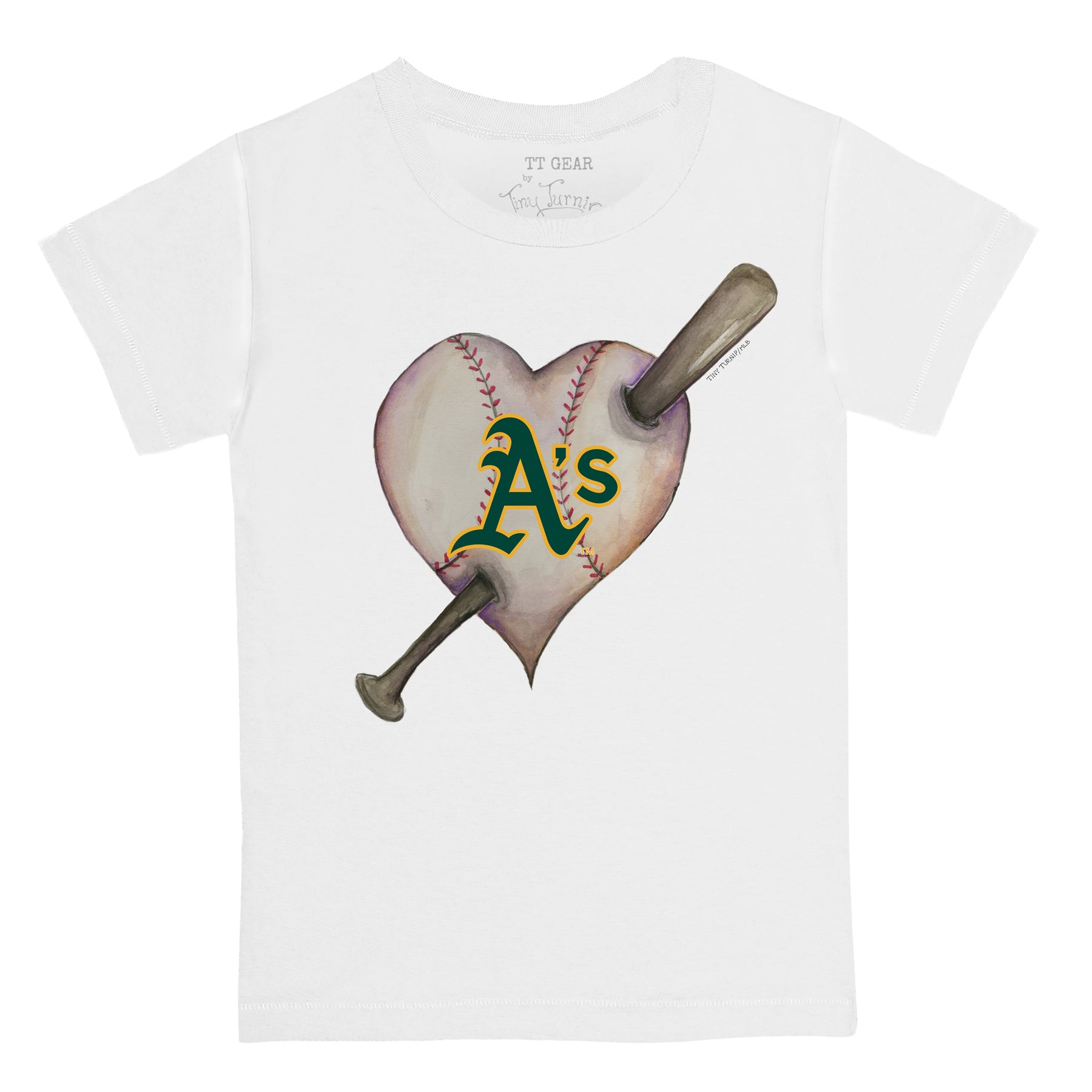 Oakland Athletics Baseball LOVE Tee Shirt Tiny Turnip