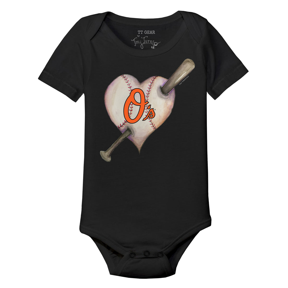 Baltimore Orioles Heart Bat Short Sleeve Snapper