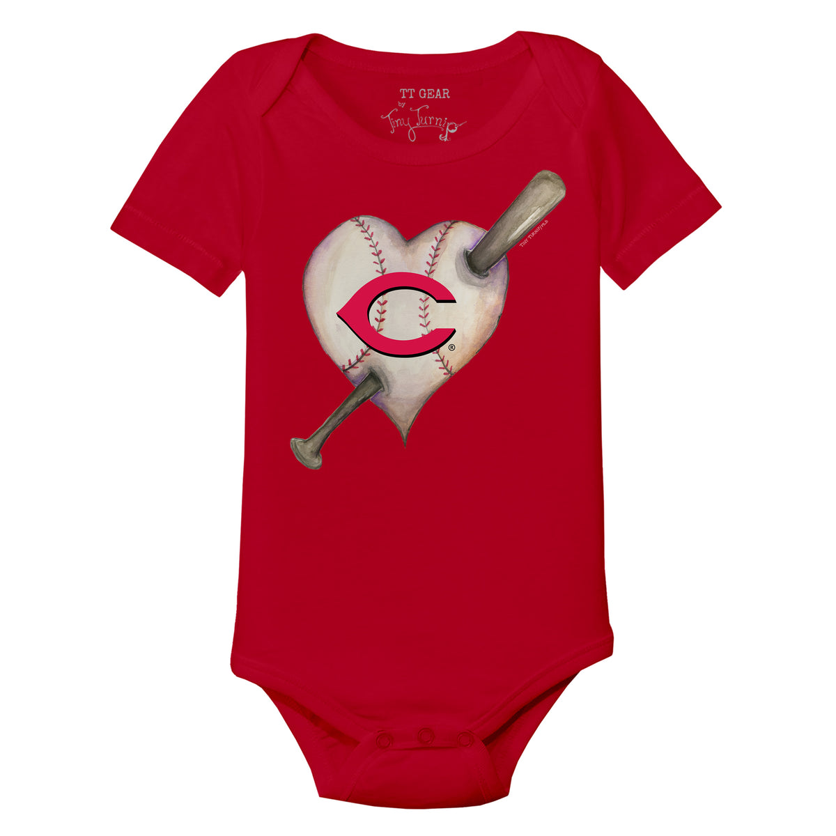 Cincinnati Reds Heart Bat Short Sleeve Snapper