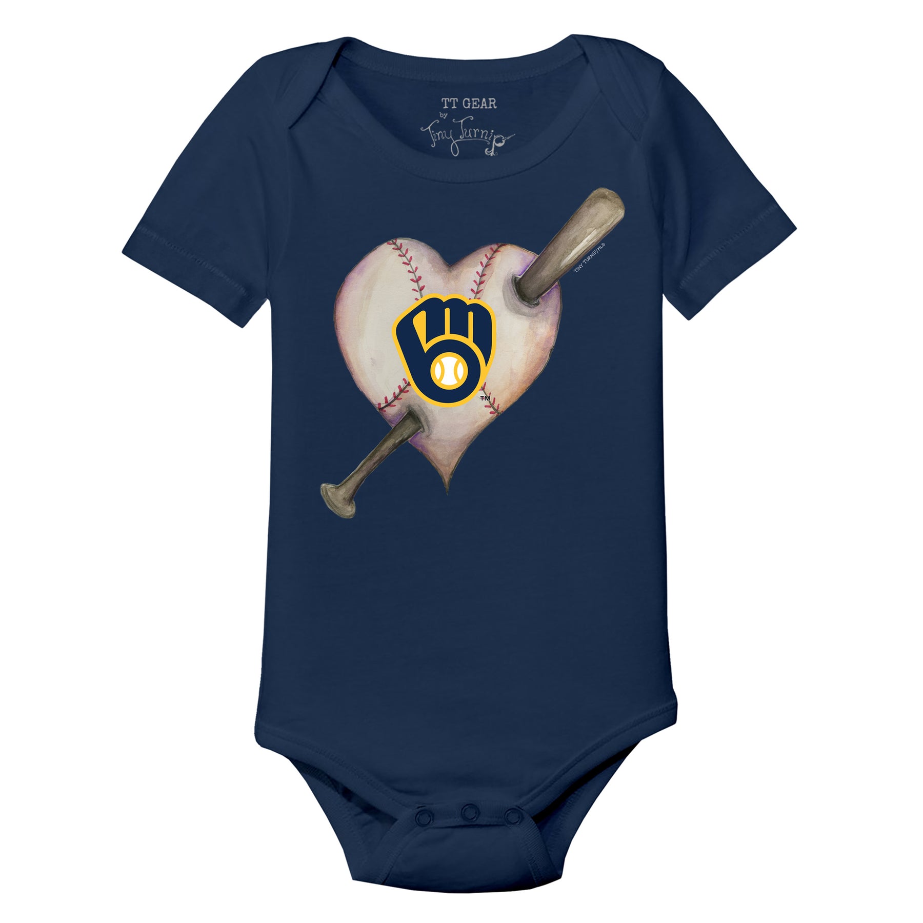 Milwaukee Brewers Heart Bat Short Sleeve Snapper