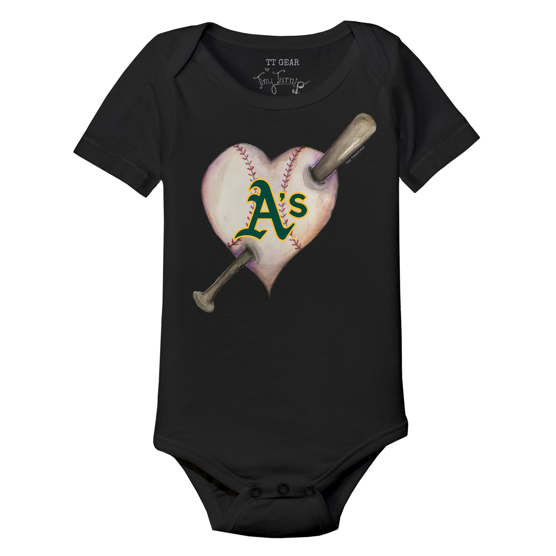 Oakland Athletics Heart Bat Short Sleeve Snapper