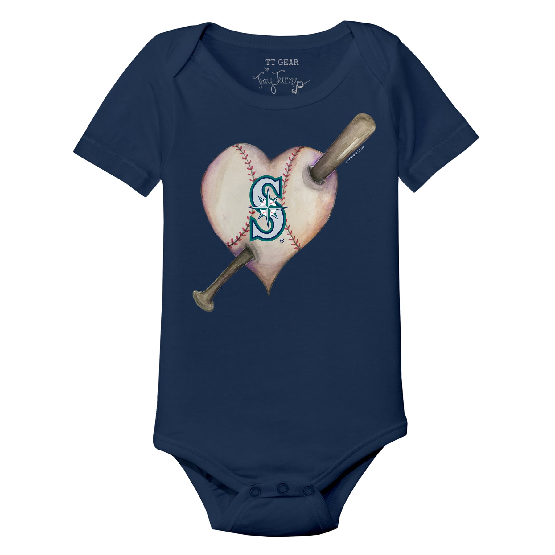 Seattle Mariners Heart Bat Short Sleeve Snapper