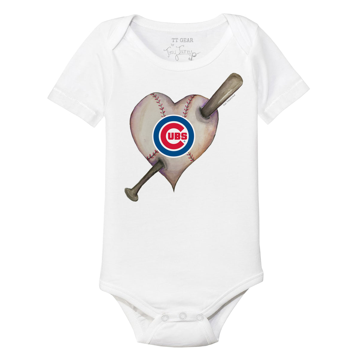 Chicago Cubs Heart Bat Short Sleeve Snapper