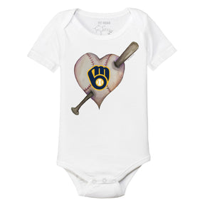 Milwaukee Brewers Heart Bat Short Sleeve Snapper