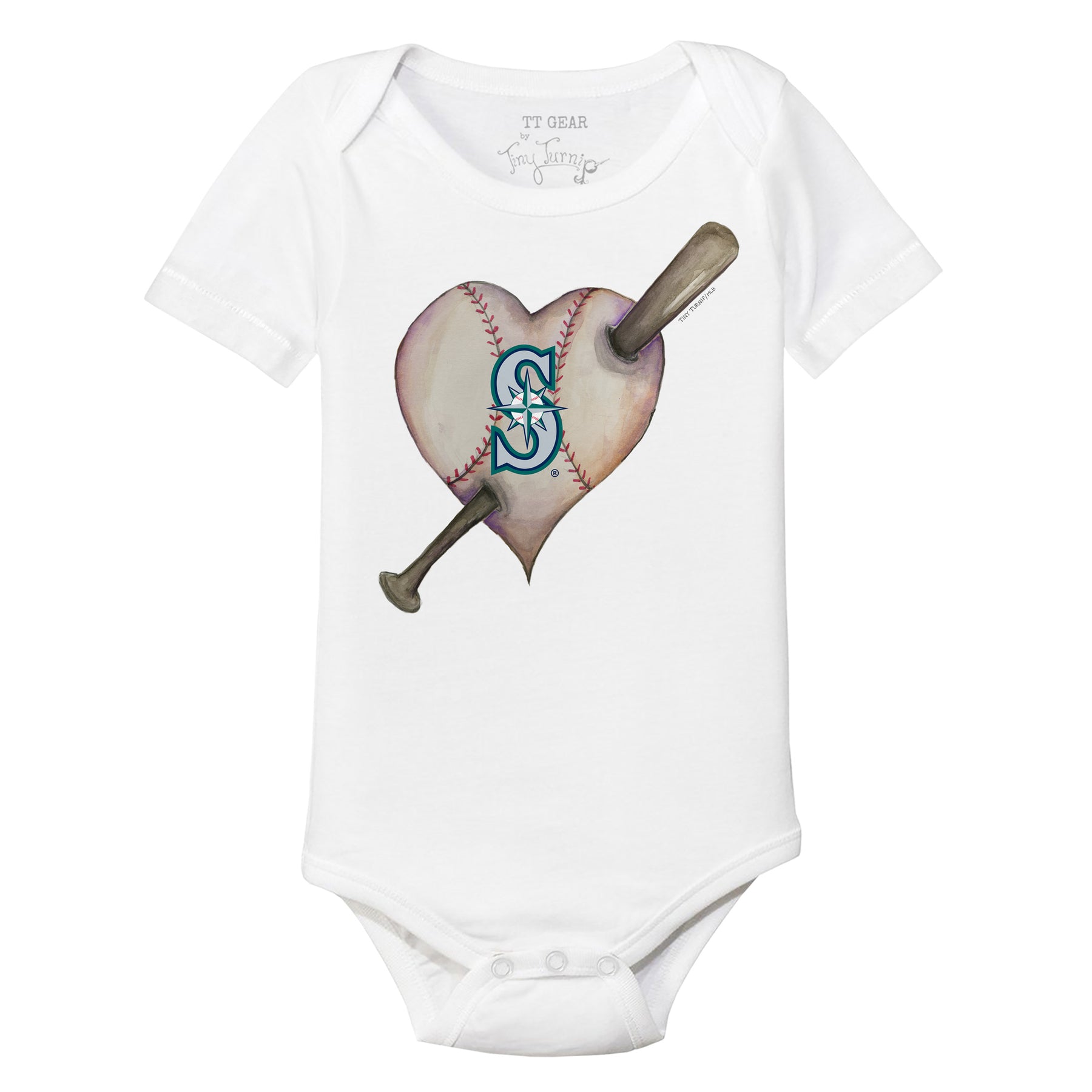 Seattle Mariners Heart Bat Short Sleeve Snapper