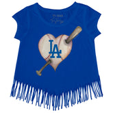 Los Angeles Dodgers Heart Bat Fringe Tee